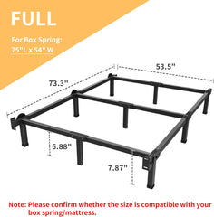 Metal Bed Frame, 6-Leg Bed Base, 8 inches Support for Box Spring, Twin, Easy Assembly, Black