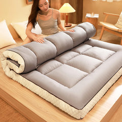 Thick Roll-Up Japanese Futon Mattress - Portable Quilted Floor Mattress for All Seasons, Gray, 90x200cm (35x79 inch)
