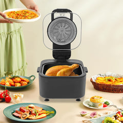Air Fryer, 1350W Digital Air Fryers with LCD Screen, Adjustable Temperature and 24 H Timer Control Air Fryer for Making French Fries, Barbecue(Black)