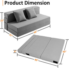 Single Size Folding Sofa Bed - 4 in 1 Convertible Sleeper Chair - High Density Memory Foam Futon Couch - Foldable Bed for Living Room Bedroom (Blue)