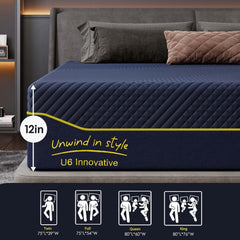Full Size Mattress in a Box, 14 Inch Luxury Gel Memory Foam Mattress Full for Cool Night Sleep & Pressure Relief, Medium Firm, Enhanced Support & Breathability, 75"*54"*14", Navy Blue (14 Inch, Full)