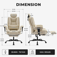 Executive Office Chair with Foot Rest, Reclining Desk Chair Comfy with Wheels & Liftable Headrest,Heavy Duty Computer Chairs Ergonomic with Lumbar Support & High Backrest, Velvet (Green)