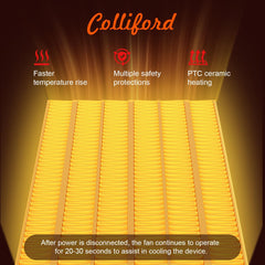 Indoor space heater, 1500W 3D flame ceramic tower heater, ultra-quiet portable electric heater, equipped with digital thermostat and remote control