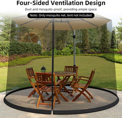 Outdoor Canopy Tent, Patio Umbrella Net, Large Sun Blocking Space, Camping Dome Tent Outdoor Screen with Adjustable Fit, Stable Bottom for 7-11ft Umbrellas (940CM)