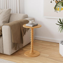 Drink Table, Drink Tables for Small Spaces, Modern Accent Nightstand with Solid Wood Leg for Living Room, Bedroom, Bathroom (1, Rustic Walnut)