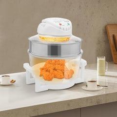 17L Turbo Air Fryer, Oil-Less Convection Oven, 360° Viewable Airy Fryer with Expansion Ring, Temperature Range 32℉-482℉, Electric Grill Roaster Bake Cooker for Defrost, Bake, Steam