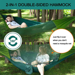 Camping Hammock Tent with Net, Waterproof Hammock with Tree Straps and Carabiners, Portable Ultralight Nylon Parachute Hammocks, for Travel Beach Camping (Color : A, Size : 290x140cm)