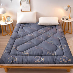 Full Size roll-up Floor Mattress, Foldable Japanese Floor Mattress, Winter Non-Slip Soft Roll Up Bed Student Dormitory Mattress Topper, Portable Tatami Mattress, Easy to store(Blue,150x190cm/59*75in)