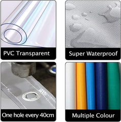 Garden Gazebo Curtains Transparent Tarpaulin, Pergola Side Panels with Grommets and Bungee Balls, Clear Tarps PVC Waterproof Keep Warm Greenhouse Balcony Cover, Customizable Size : 5'x10'/1.5