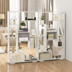 Giantex 47-Inch Bookshelf, Modern Wooden Geometric Bookcase with Open Shelves, Anti-Tipping Kits, Wood Book Case Shelf, Open Cube Storage Organizer Display Rack for Living Room