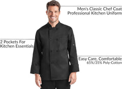 On The Line Men’s Chef Jacket Long Sleeve - Professional Kitchen Uniform