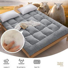 Portable Velvet Futon Mattress Roll Up - Twin Size Floor Sleeping Pad for & Guests - Grey, Comfortable and Versatil(150x200cm(59 * 79inch))