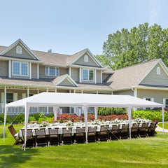 Outdoor Wedding Party Tent Camping Shelter Gazebo Canopy with Plastic Sprayed Iron Pipe Gazebo BBQ Pavilion Canopy Cater Events (30'' x 10''-White)