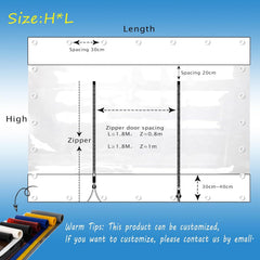 Zipper Pergola Side Panels With Sheer Tarpaulin Panels, 0.5mm PVC Transparent Tarpaulin Side Panels, With Grommet, For Pergola, Porch, Gazebo, 700g/m2,Customizable ( Size : H2.5xL2.5m/H8.2xL8.2ft )