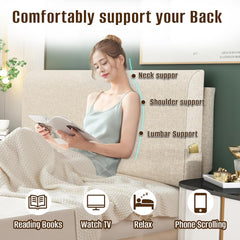 Upholstered Twin Headboard, No Tools Needed, Wall Mounted Headboard with Removeable Washable Linen, Multi-Functional Backrest (Grey)