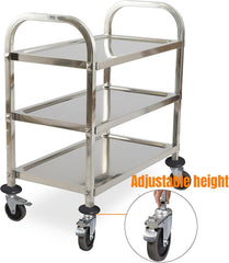 HLC Upgrade 3 Tier Heavy Duty Commercial Grade Utility Cart Kitchen Trolley Serving Cart with Wheels Stainless Steel Rolling Cart Storage Shelf for Hotel Restaurant Bar Home Use L30 x W16 x H33 Inch