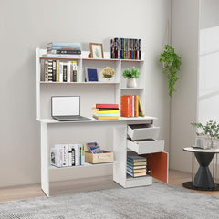 Big Industrial Home Office Desk with Storage, Modern Simple Laptop Desk Study Writing Table for Home, Office, Study, Writing (39.4in L)