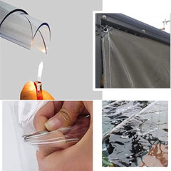 Garden Waterproof PVC Curtains Pergola Side Panels Outdoor Transparent Tarpaulin, 0.5mm Weatherproof for Close The Pergola, Outdoor Space (Color : Transparent+Gray, Size : 2.50x2.50m)