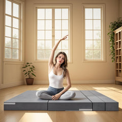 Folding Sofa Bed, 4 in 1 Memory Sponge Floor Couch, Convertible Sleeping Foldable Mattress, Floor Sofa Bed Guest Bed for Living Room, Home, Office, Apartments Dark Gray