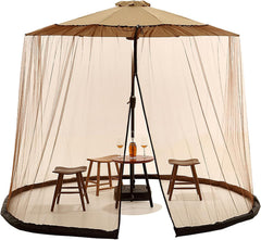 Outdoor Canopy Tent, Patio Umbrella Net, Large Sun Blocking Space, Camping Dome Tent Outdoor Screen with Adjustable Fit, Stable Bottom for 7-11ft Umbrellas (940CM)