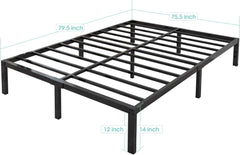 18 Inch Tall 3500lbs Heavy Duty Bed Frame Metal Platform/Maximum Storage/Mattress Foundation/Steel Slats Support/Noise Free/Box Spring Replacement,Twin