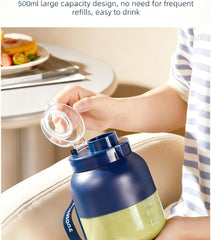 500ml Hand Blender, Blender USB Rechargeable Mini Juicer Cup, Hand Portable Travel Blender Cup, One Cup with Double Lid, Usb-C Rechargeable, Dishwasher Safe (blue*2)