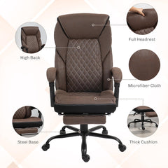Executive Office Chair with Footrest, Large and Tall Ergonomic Chair, Height-Adjustable Reclining Swivel Office Chair (Black)