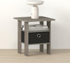 OTA End Table, Side Table, Nightstand with Bin Drawer, for Living Room, Bedroom, Dark Limed Oak/Black