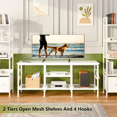 Furologee TV Stand for TVs up to 55 Inch, Entertainment Center with Open Storage Shelves, Media Console Table with Soundbar Shelf for Living Room, Bedroom, Rustic Brown