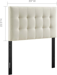Modway Lily Tufted Linen Fabric Upholstered Twin Headboard in Beige