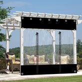Clear Tarpaulin Side Panel,0.3mm Pvc Waterproof Tarpaulin With Zipper,Black Transparent Tarpaulin Side Curtain,for Carport Pergola Patio Porch Gazebo,Weatherproof/Foldable,L×H-2.5×2m(8.2*6.6ft)