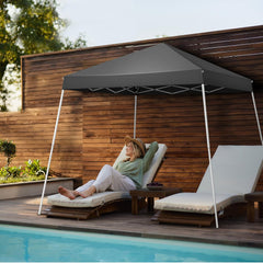 8 x 8 ft Pop Up Canopy Tent, Shade Canopy UV and Water Resistant, Portable Outdoor Gazebo with Carrying Bag Pop Up Tents for Parties and Camping 100 sq. ft. Shade Adjustable Height Dark Gray