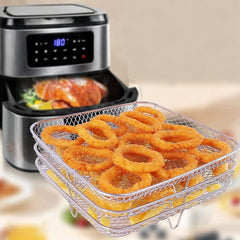 8 Inch Air Fryer Rack Square Three Stackable Racks,Stainless Steel Multi-Layer Dehydrator Rack,Air Fryer Accessories