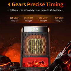 Electric Fireplace Heater for Indoor Use with Realistic 3D LED Flame,Double Safety Protection,Overheat Sensor and Safety Tip-Over Switch, Portable Fireplace Heater for Home Office Christmas Decoratio