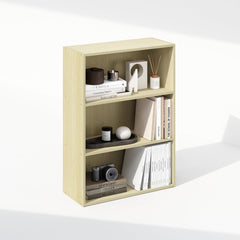 Furinno Turn-S-Tube Book Shelf, 3-Tier Bookshelf, Multipurpose Bookcase with Square Tube, 11.6 x 23.6 x 29.6, for Living Room, Bedroom, Home Office, Beech/White