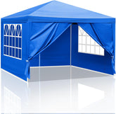10'x10' Gazebo Waterproof Outdoor Canopy Patio Tent Party Tent for Wedding BBQ Cater, Blue