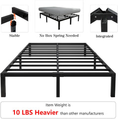 18 Inch Tall 3500lbs Heavy Duty Bed Frame Metal Platform/Maximum Storage/Mattress Foundation/Steel Slats Support/Noise Free/Box Spring Replacement,Twin