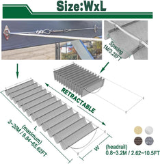 Retractable Wave Canopy pergola Cover,Retractable Wave Sun Shade sail,pergola Shade Cover Retractable, Sun Protection and Breathable,Wave Awning,Customizable(W1.6*L13m/W5.24*L42.65ft)