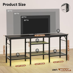TV Stand for TVs up to 47 Inch, Entertainment Center with Open Storage Shelves, TV Media Console Table with Soundbar Shelf for Living Room, Bedroom
