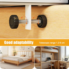 Bedside Shelf for Bed, College Dorm Room Essentials Clip On Nightstand Tray with Adjustable Hooks Retractable Bedside Table Tray Storage Rack Carbon Steel Table Caddy for Bunk & Loft Beds