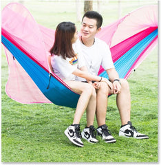 Outdoor Hammock Anti-Rollover Travel Camping Portable Hammock Hanging Chair Outdoor Portable Camping Travel Equipment(Pink,260 * 140cm)