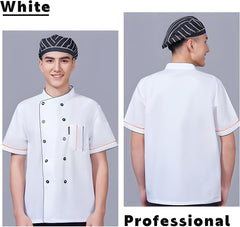 Customized Chef Coat Embroidered Name Chef Uniform Unisex Short Sleeves Cook Jacket Kitchen Canteen Work Clothes