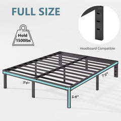 14 Inch Metal Twin Bed Frame Heavy Duty Platform Bed Frame No Box Spring Needed Easy Assembly Noise Free Black