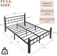 Metal Twin Bed Frames, Noise-Free Design & Underbed Storage Heavy Duty Bed Frames with Headboard No Box Spring Needed/Tool-Free Assembly