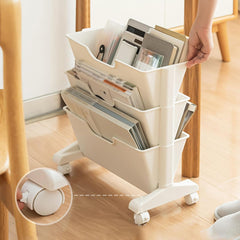 Yunseity Removable Bookcase, Saving Space Mobile Bookshelf Large Capacity Wide Application Easy Assembly 3 Tier for Dormitory for Libraries (White)