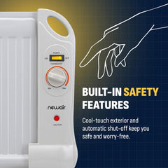 NewAir Portable Space Heater for Indoor Use | Ideal Heater for Bedroom, Office or Under Desk | Electric, Energy Efficient and Noiseless