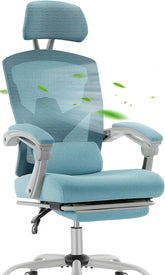 Ergonomic Office Chair, Home Office Computer Desk Chair with Armrests and Headrests, Height Adjustable Swivel Task Chairs for Home, Bedroom, Study, Blue