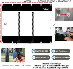 Outdoor Clear Waterproof Tarpaulin Curtains, Weatherproof PVC Tarpaulin with Zipper, Pergola Patio Porch Gazebo Transparent Side Panels, Black+Stitching,Customizable (Size : H2.5xW3m/H8.2xW9.8ft)