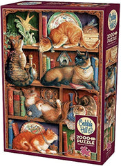 Cobblehill 50710 2000 pc Feline Bookcase Puzzle, Various