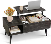 WLIVE Coffee Table for Living Room, Lift Top Coffee Table with Storage, Small Rising Wooden Dining Center Table with Storage Shelf & Hidden Compartment, 39" Rustic Brown